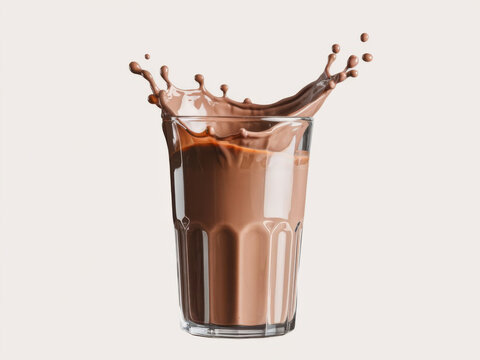 Vaso de leche con chocolate aislado
