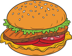 an cartoon illustration of a burger