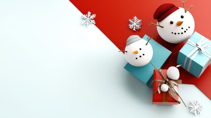 Flyers for charity events during the holidays With cheerful gift box illustrations and seasonal patterns like snowmen and walking sticks,on red and white background.