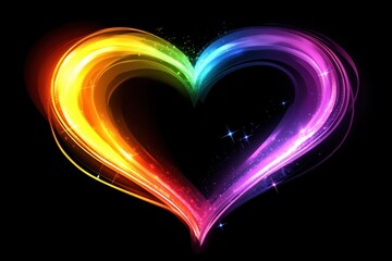 a heart shaped rainbow colored lines on a black background