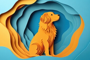 paper cut dog abstract background 