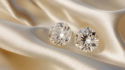 Stunning Close-Up of Shiny Diamonds on Soft Satin Fabric