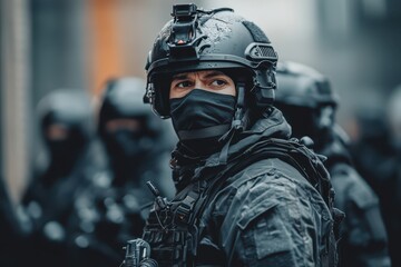 Obraz premium a man wearing a black mask and a black helmet