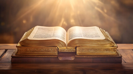 Obraz premium Open book with ark of the covenant