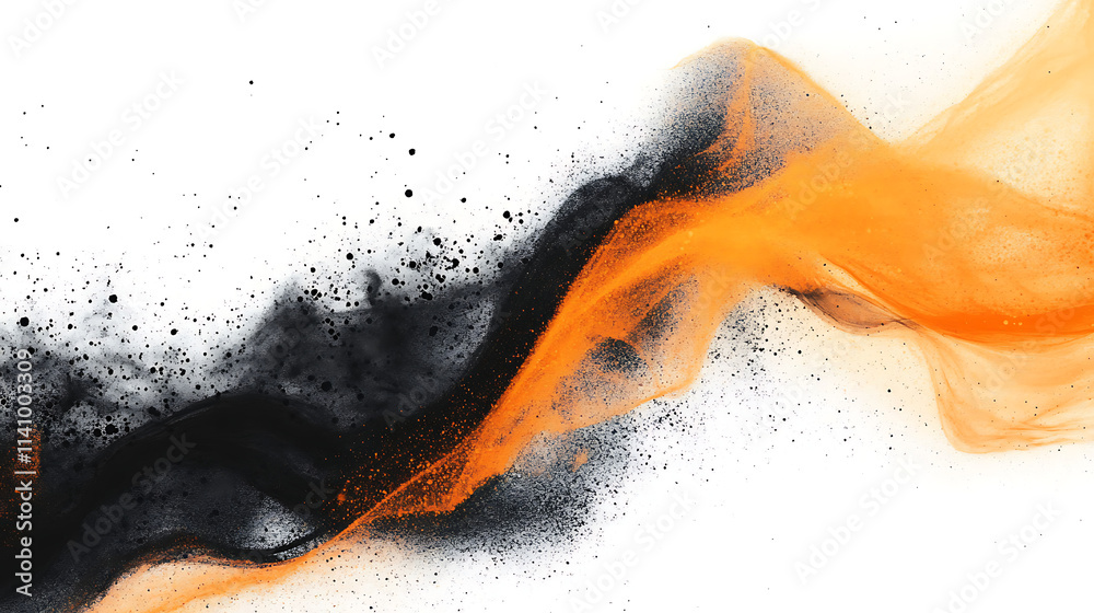 Poster orange black waves, color gradient rough abstract background shine bright light and glow template em