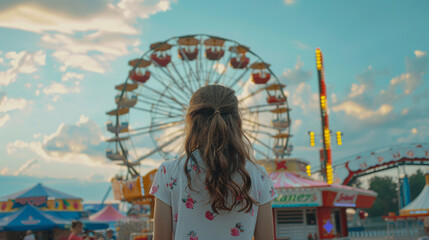 girl visiting a summer fair