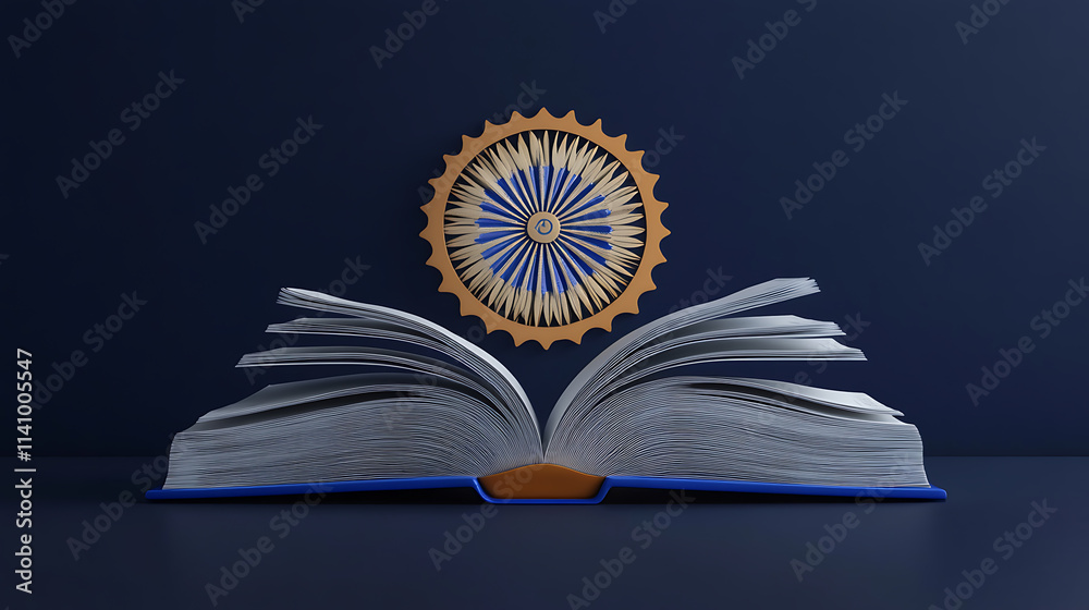 Poster Symbolic design for constitution day with an open book and ashoka chakra, honoring india's democratic principles and constitution