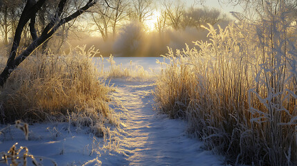 Obraz premium light reflection of icy frost crystals