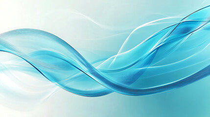 Obraz premium abstract image features a holographic glass morphism design with flowing, wavy shapes in vivid turquoise and blue hues, creating a tranquil, high-tech backdrop or wallpaper