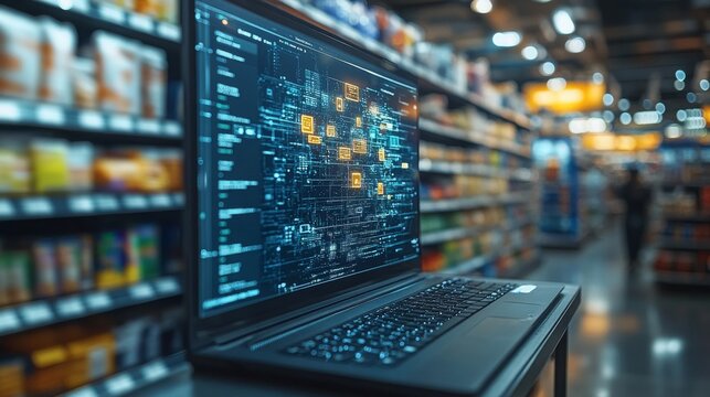 Edge computing demonstration in a retail grocery environment showcasing data processing trends - Powered by Adobe