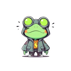 Cool Frog in Aviator Goggles and Jacket
