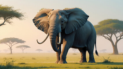 Fototapeta premium Explore stunning elephant images and art: majestic giants, baby elephants, and herds in the wild. Perfect for presentations, nature projects, and creative designs.