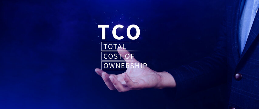 TCO concept. Total Cost of Ownership, purchase price of an asset plus the costs of operation, business concept background