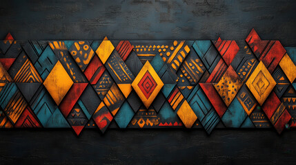 Naklejka premium Vibrant Tribal Colors and Patterns Celebrating Black History Month