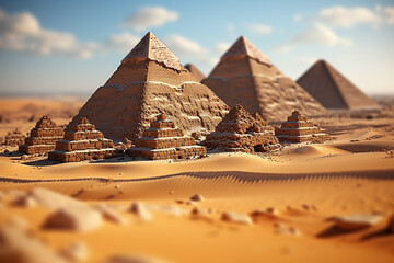 magnificent beauty of desert pyramids set against a vast and open landscape represents wonders of...