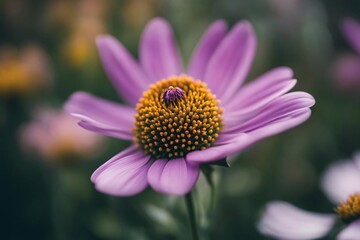 a purple flower in focus