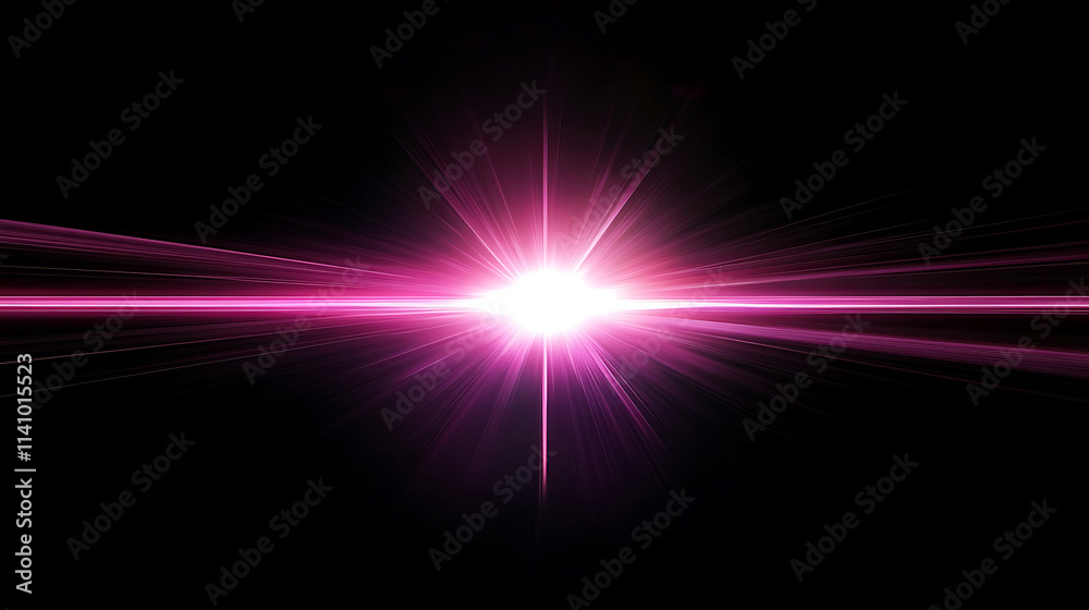 Poster Pink bokeh flare light effect on black background, for overlay and screen layer modes