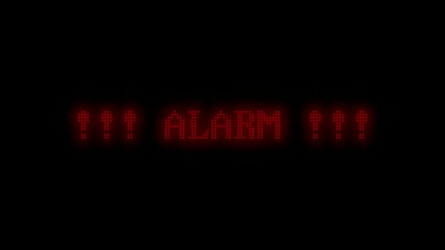 rote blinkende Anzeige zeigt die Meldung: !!! Alarm !!!