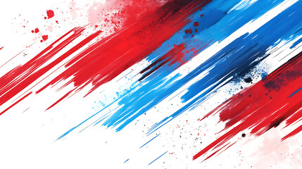 Red and blue diagonal stripes on white background