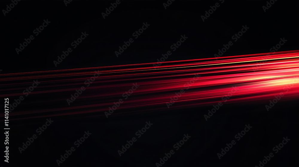 Poster red glowing light effect on black background, , abstract horizontal gradient line with lens flare