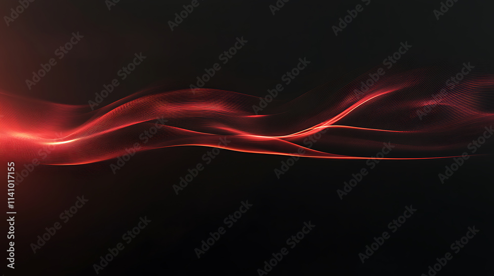 Poster red glowing light effect on black background, , abstract horizontal gradient line with lens flare
