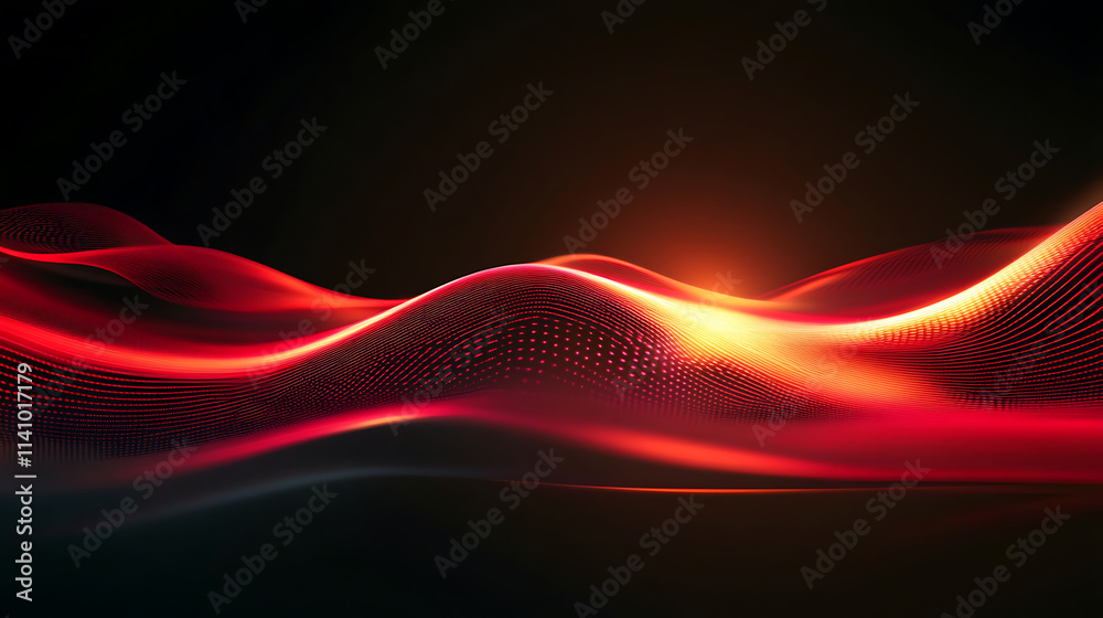 Poster red glowing light effect on black background, , abstract horizontal gradient line with lens flare