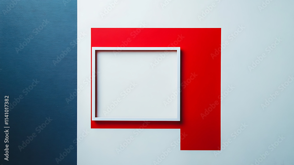 Aufkleber Red, white and blue border frame on a blank background a white square shape with a red thin line