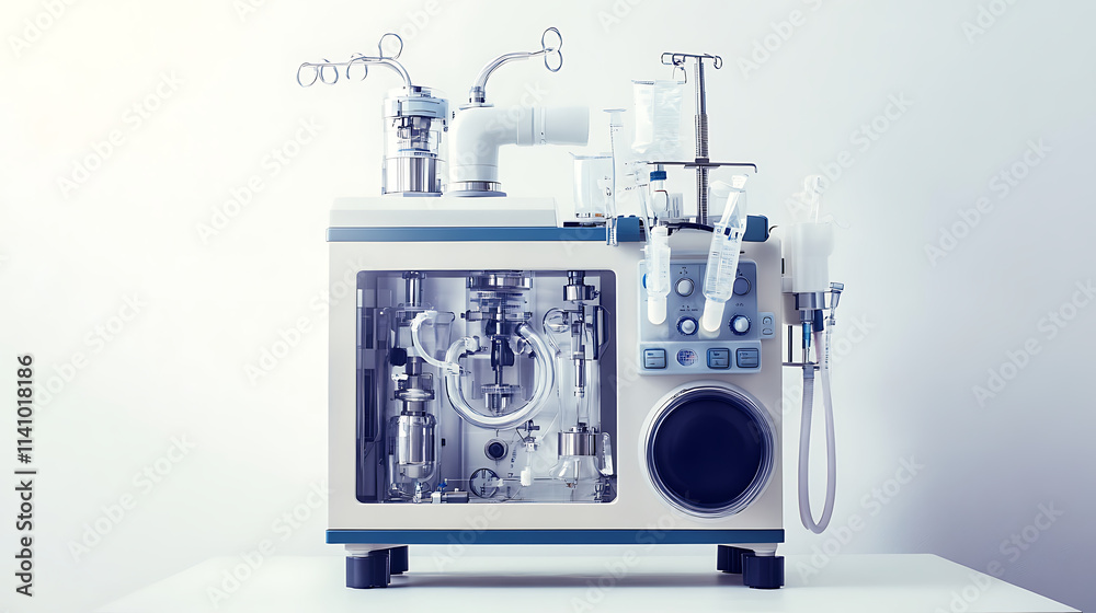 Poster isolated anesthesia machine on a white background