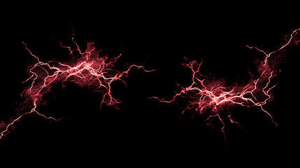 Isolated lightning bolts on a black background, capturing the power of nature, shallow depth of field