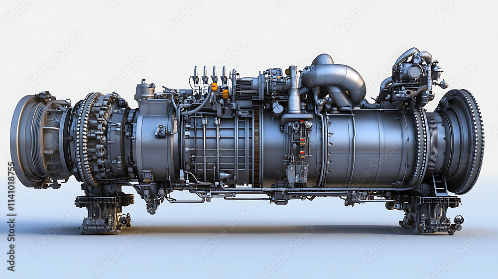 Poster factory installed industrial gas turbine engine, high-tech engineering equipment used for power gene