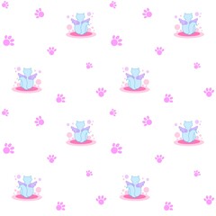 Obraz premium Cats pattern, fantasy cats with wings