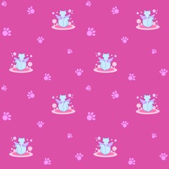Cats pattern, fantasy cats with wings