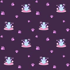 Cats pattern, fantasy cats with wings