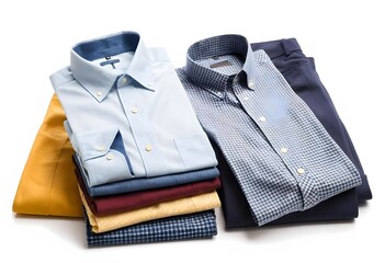 Neatly Folded Men's Shirts and Trousers: A Stylish Wardrobe Essential