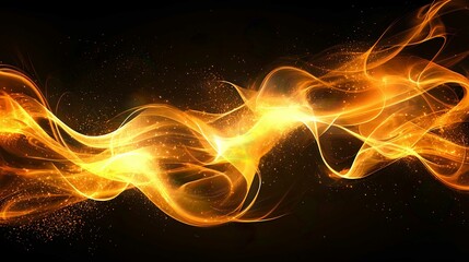 Fototapeta premium Futuristic Fractal Fire Design with Dynamic Waves and Colorful Glow on Black Wallpaper