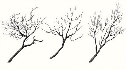 Obraz premium Hand-sketched tree branches for organic logos and icons