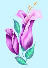 Flowers element, purple flowers card