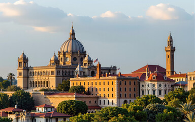 Fototapeta premium Sanctuary of christ the king overlooking city of messina in sicily, italy