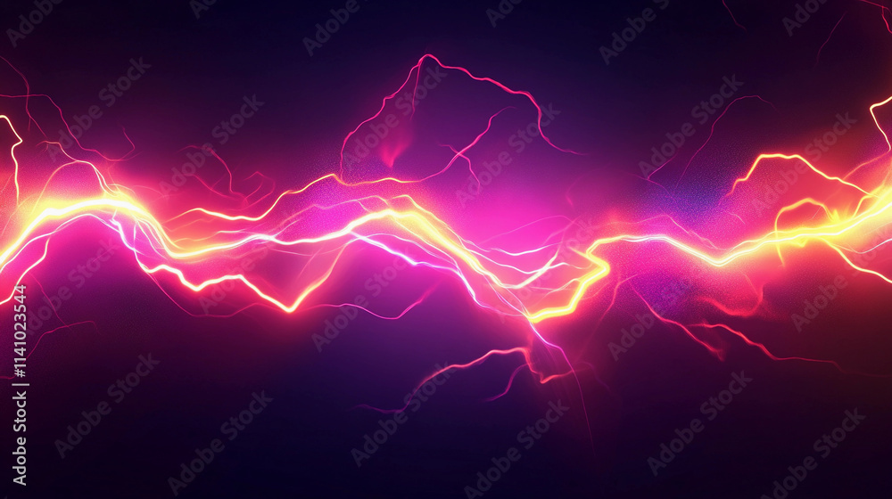 Poster vibrant zigzag patterns with neon light effects creating dynamic visuals. generative ai