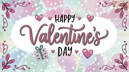 Happy Valentines Day greeting card. Calligraphic design for print cards, banner, poster Hand drawn text lettering for Valentines Day with hearts shape Vector illustration isolated on white background.