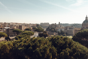Panoramic View Rome Italy Colosseum Coliseum Modern Day Cultural Sightseeing