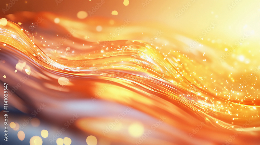 Poster vibrant waves with shimmering light creating a dynamic abstract background. generative ai