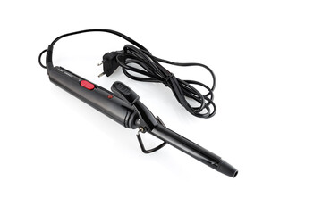 Electric curling tongs for hair isolated on white background. Full depth of field.