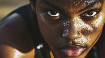 Close-Up of a Determined Basketball Player.