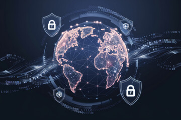 Image describing crybersecurity, firewall, threats, protection, and monitoring