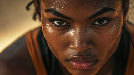 Close-Up of a Determined Basketball Player.