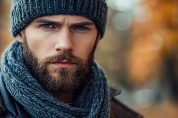 Stylish man in winter clothing  casual and warm look.