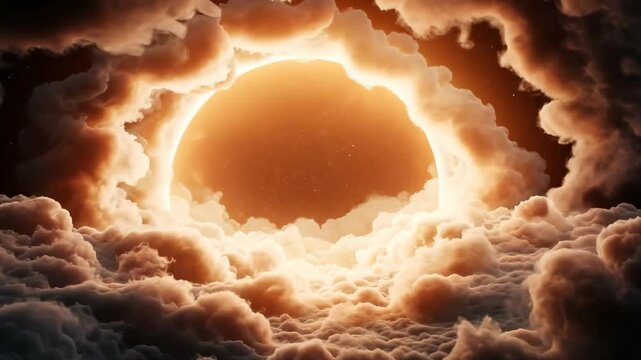 Clouds forming a circle around a bright light