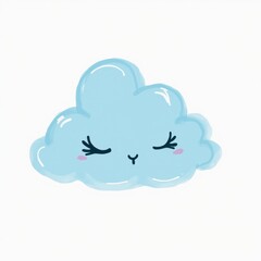 Simple and Cute Blue Cloud Vector Illustration