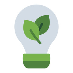 Eco lightbulb for green and renewable energy flat icon